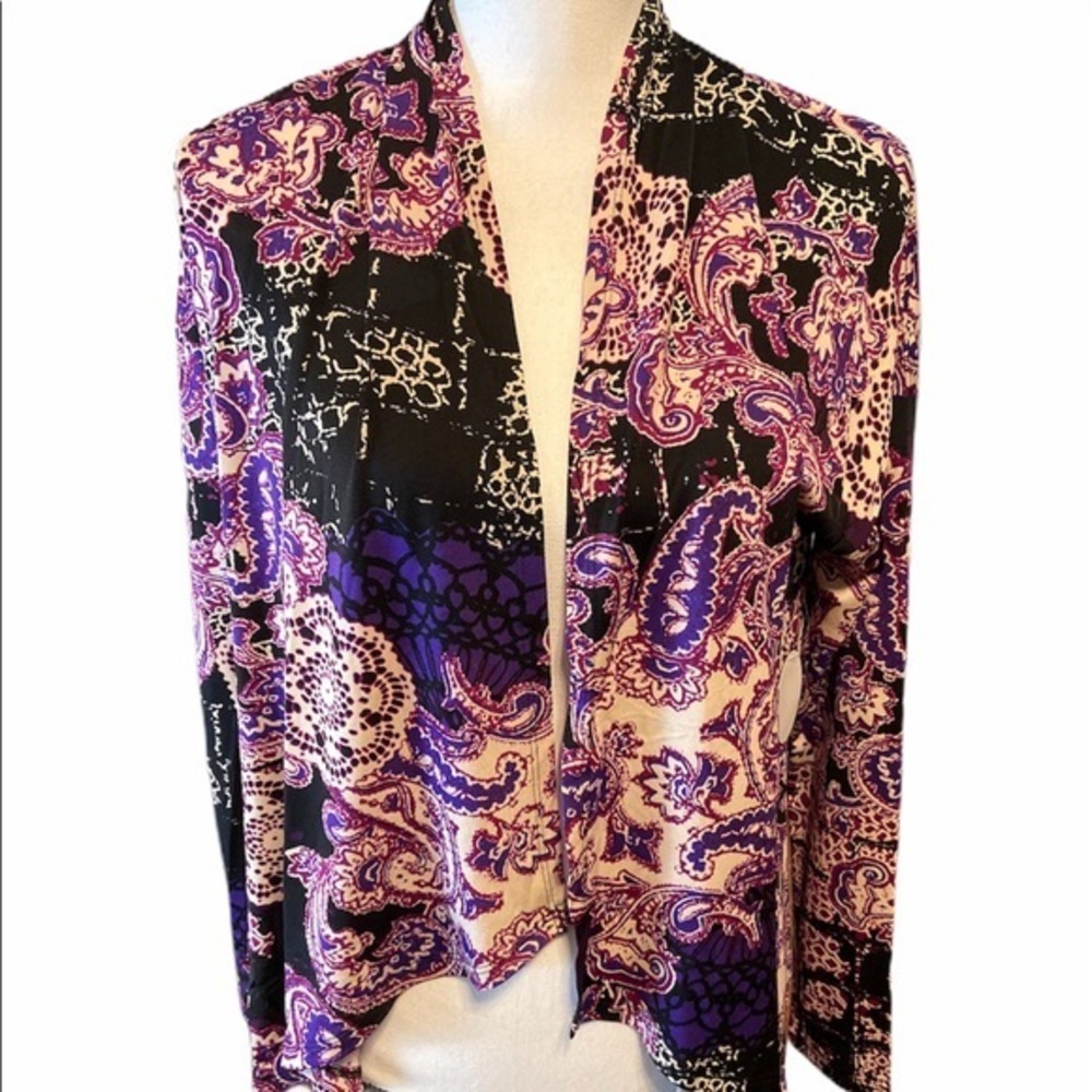 Juniper Ln purple paisley cardigan size Small